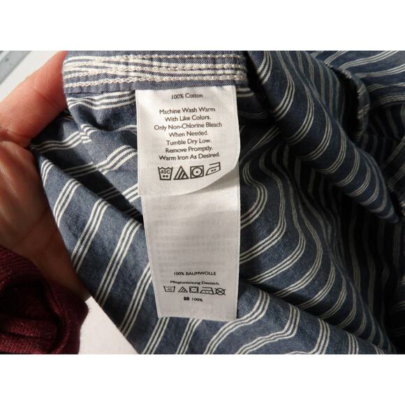 Eddie Bauer Mens Shirt XXLT Tall Oxford Blue White Stripe Classic Fit 90s Dad - Picture 5 of 12